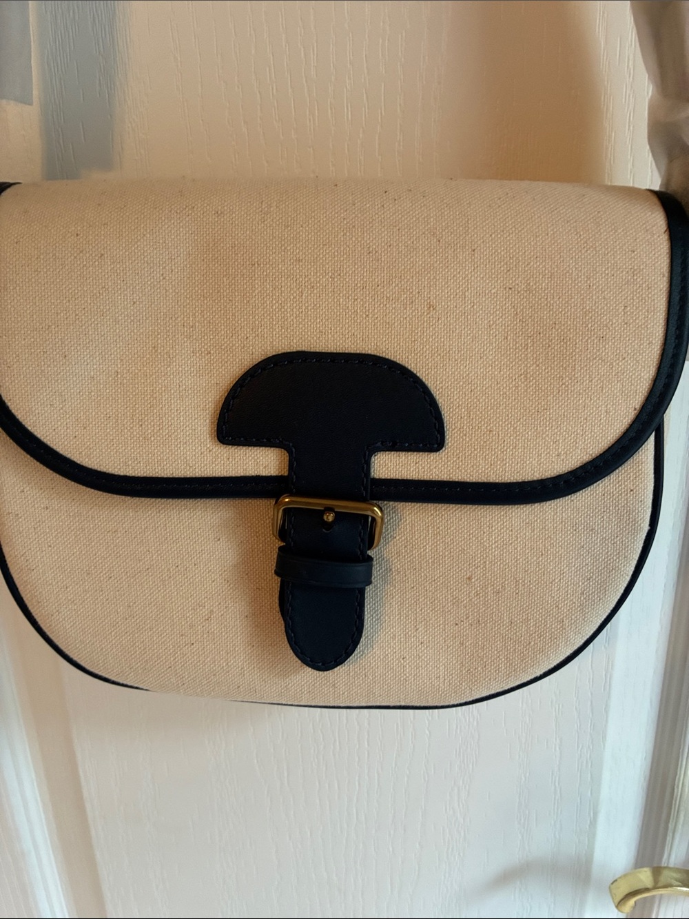 NWT J. Crew large saddle bag in canvas and leather trim - Picture 4 of 9